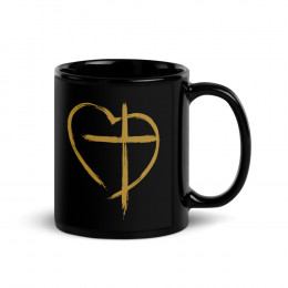 Jesus Is My Heart Christian Black Glossy Mug