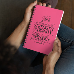 She Is Clothed In Strength and Dignity Christian Sprial Notebook